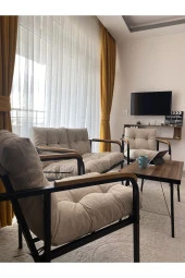 MODERN Mars Balkon, Bahçe, Cafe - Metal Kanepe Koltuk Takımı - 2+1+1 + Sehpa - 4
