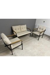 MODERN Dünya Balkon, Bahçe, Cafe - Metal Kanepe Koltuk Takımı - 2+1+1 - 3