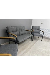 MODERN Venüs Balkon Bahçe Cafe - Metal Kanepe Koltuk Takımı 2+1+1 - 3