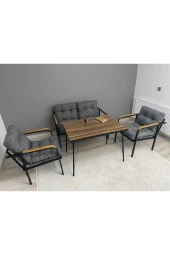 MODERN Jüpiter Balkon, Bahçe, Cafe - Metal Kanepe Koltuk Takımı - 2+1+1 + Masa - 1