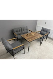 MODERN Venüs Balkon, Bahçe, Cafe - Metal Kanepe Koltuk Takımı - 2+1+1 + Masa - 2