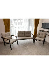 MODERNDEKORASYON " Dünya Balkon, Bahçe, Cafe - Metal Kanepe Koltuk Takımı - 2+1+1 - 1