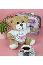 25 Cm Happy Birthday Yazılı Çiçek Ayı thumbnail 1