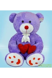 130 Cm Çift Kalp Tutan Peluş Ayı (%100) Yerli thumbnail 3