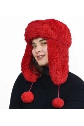 Kadın Kürklü Kulaklıklı Peluş Şapka,bere - 1
