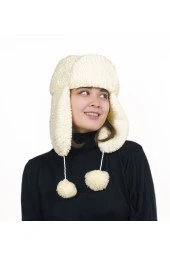Kadın Kürklü Kulaklıklı Peluş Şapka,bere - 2