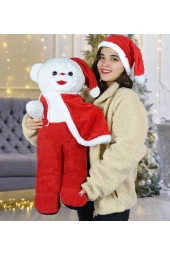 80 Cm Ayakta Duran Noel Baba Pelerinli Ayıcık Yeni Yıl ,yılbaşı Hediyesi - 1