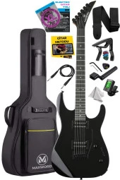 Maxword Grade Black Rosewood Klavye HH Yüksek Kaliteli Floyde Rose Elektro Gitar - 1