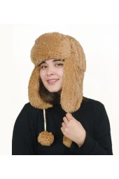 Kadın Kürklü Kulaklıklı Peluş Şapka,bere - 1
