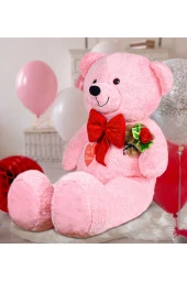 130 cm Güllü Kalpli Papyonlu Büyük Ayıcık %100 Yerli thumbnail 2