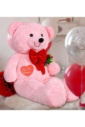 130 cm Güllü Kalpli Papyonlu Büyük Ayıcık %100 Yerli thumbnail 3