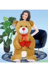 130 Cm Çift Kalp Tutan Peluş Ayı (%100) Yerli - 1