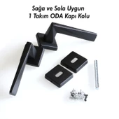Vista Mat Siyah Oda Kapı Kolu Kare Rozetli Sürgülü ve Çelik Kapı Kulpu Uyumlu Sağ Sol Uygun Kolları - 5