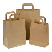 Flat Kraft Kağıt Çanta Karton Hediyelik Poşet Torba - 18x24 Cm. - 100 Adet - 3