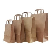 Flat Kraft Kağıt Çanta Karton Hediyelik Poşet Torba - 18x24 Cm. - 100 Adet - 4