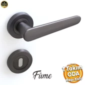 Vista Füme Oda Kapı Kolu Kare Rozetli Sürgülü ve Çelik Kapı Kulpu Uyumlu Sağ Sol Uygun Kolları - 1