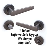 Kayı Füme Wc Banyo Kapı Kolu Daire Rozetli Kapı Kulpu Uyumlu Sağ Sol Uygun Kolları thumbnail 3