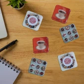 Veraart Epoksili Kare Özel Tasarım Retro Kahve Vintage Bardak Altlığı 6 lı - 4