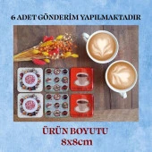 Veraart Epoksili Kare Özel Tasarım Retro Kahve Vintage Bardak Altlığı 6 lı - 5