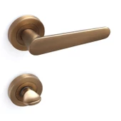 Kayı Antik Sarı Wc-Banyo Kapı Kolu Daire Rozetli Sürgülü Çelik Kapı Kulpu Gold Kolları thumbnail 6