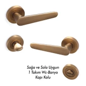 Kayı Antik Sarı Wc-Banyo Kapı Kolu Daire Rozetli Sürgülü Çelik Kapı Kulpu Gold Kolları thumbnail 2