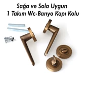 Kayı Antik Sarı Wc-Banyo Kapı Kolu Daire Rozetli Sürgülü Çelik Kapı Kulpu Gold Kolları thumbnail 5