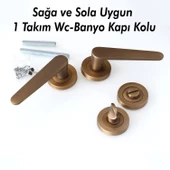 Kayı Antik Sarı Wc-Banyo Kapı Kolu Daire Rozetli Sürgülü Çelik Kapı Kulpu Gold Kolları thumbnail 4