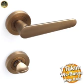 Kayı Antik Sarı Wc-Banyo Kapı Kolu Daire Rozetli Sürgülü Çelik Kapı Kulpu Gold Kolları thumbnail 1