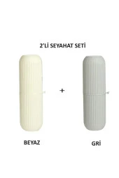 Pharma Acqua 2' Li Beyaz - Gri Seyahat Tipi Aksesuar Taşıma Kabı Gözlük Diş Macunu Makyaj Fırçası Saklama Kutusu - 1