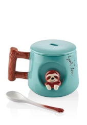 The Mia Tembel Hayvan Kapaklı ve Kaşıklı Kupa 370 ml - 2