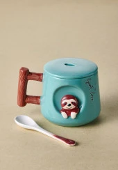 The Mia Tembel Hayvan Kapaklı ve Kaşıklı Kupa 370 ml - 4