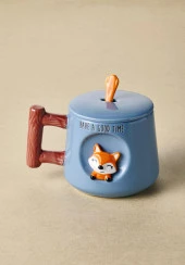 The Mia Tilki Kapaklı ve Kaşıklı Kupa 370 ml - 3