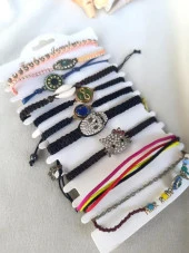 Bileklik 10 Adet Karışık Kuru Kafa Kedi Kalp SonsuzlukTakı Kadın Kız thumbnail 2