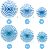 Kağıt Yelpaze Süs Mavi Set 6 lı thumbnail 2