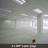 KOBB KBL34G 40 Metre Profesyonel Li-ion Şarjlı 3X360⁰ Otomatik Hizalamalı Yeşil Çapraz Çizgi Lazer Distomat - 4