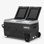 ICECO K75D 12/24Volt 75 Litre Akülü/Kablolu/ Çift Bölmeli Kompresörlü Tekerlekli Outdoor Oto Buzdolabı/Dondurucu (Akü Dahil Değildir) thumbnail 1
