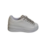 YAZKIŞ Kadın Siyah Beyaz Cilt Bağcıkları Dili  Taşlı 5cm Kalın Taban Fashıon Spor Ayakkabı thumbnail 6