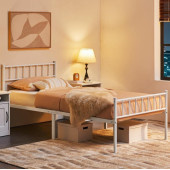 HFT HOME Metal Karyola, Çınar Metal Karyola Beyaz Renk, TEK Kişilik, Ölçü Seçenekli 20 90X190 BEYAZ - 1