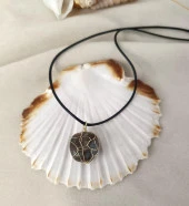 Doğal Taş El İşi Tel Sarma Tasarım Çakra Charm Takı Kadın Kız Örgü - 1