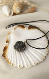 Doğal Taş El İşi Tel Sarma Tasarım Çakra Charm Takı Kadın Kız Örgü - 3