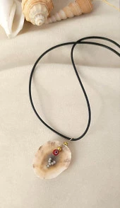 Kolye Doğal Deniz Kabuk Tasarım Harf Takı Nazar Boncuk Charm Takı Kadın Kız thumbnail 2