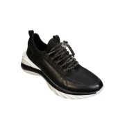 YAZKIŞ Kadın Siyah Streç Kumaş Üzeri Taş Bağcıklı Comfort 5cm Kalın Taban Fashıon Spor ayakkabı thumbnail 1