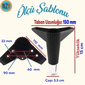 Mobilya Takımı Çekyat Kanepe Sehpa TV Ünitesi Koltuk Ayağı Baza Ayak Siyah Krom 15 cm - 2