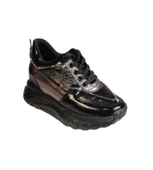 YAZKIŞ Kadın Siyah Beyaz Üzeri Taş Detaylı Paraşüt Kumaş 5cm Kalın Comfort Taban Fashıon Spor Ayakka thumbnail 1