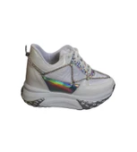 YAZKIŞ Kadın Siyah Beyaz Üzeri Taş Detaylı Paraşüt Kumaş 5cm Kalın Comfort Taban Fashıon Spor Ayakka thumbnail 6