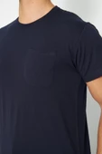 T-shirt Bisiklet Yaka Kısakol %100 Pamuk Cepli Lacivert thumbnail 7