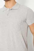 T-shirt Polo Yaka Kısakol %100 Pamuk Cepli Gri - 6