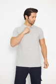 T-shirt Polo Yaka Kısakol %100 Pamuk Cepli Gri - 1
