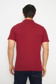 T-shirt Polo Yaka Kısakol %100 Pamuk Cepli Bordo - 5