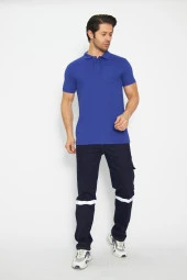 T-shirt Polo Yaka Kısakol %100 Pamuk Cepli Sax Mavi thumbnail 2